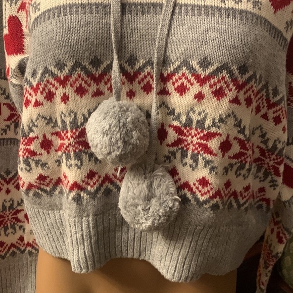 Ruby Moon Christmas Heart Snowflake Fair isle Sweater Hoodie NEW - Picture 4 of 6